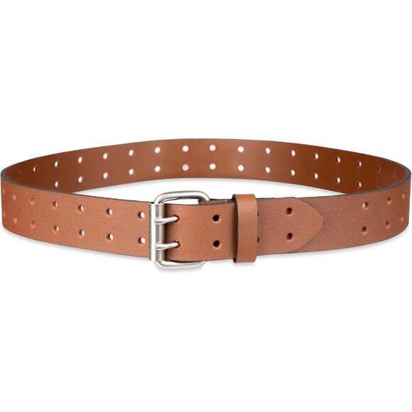Men's Double Prong Leather Work Belt – Fully Adjustable, Regular & Big and Tall - Picture 4 of 6